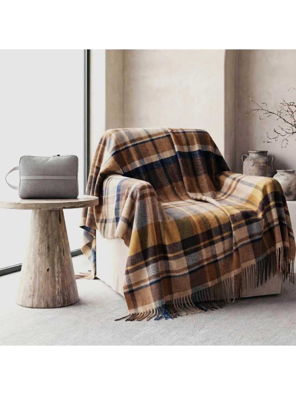 Cozy Lightweight Pure Wool Throw Blanket, Soft Warmth, 55"x83" for Home Decor
